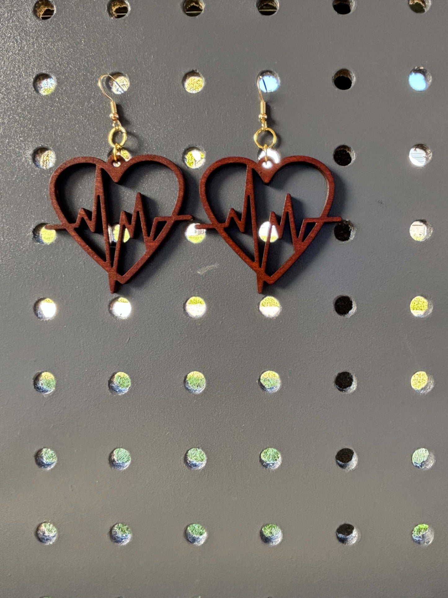 Heart Beat Earrings Lightweight Mirrored Acrylic Hypoallergenic Earrings