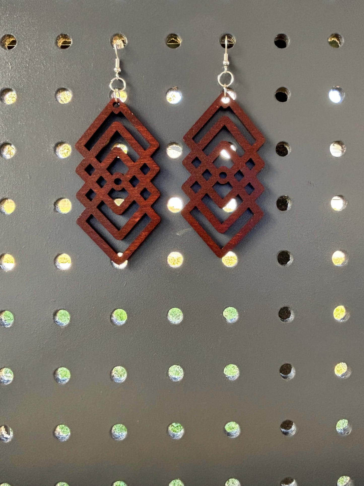 Dangle Me Honey Earrings Lightweight Wood Stained Hypoallergenic Earrings