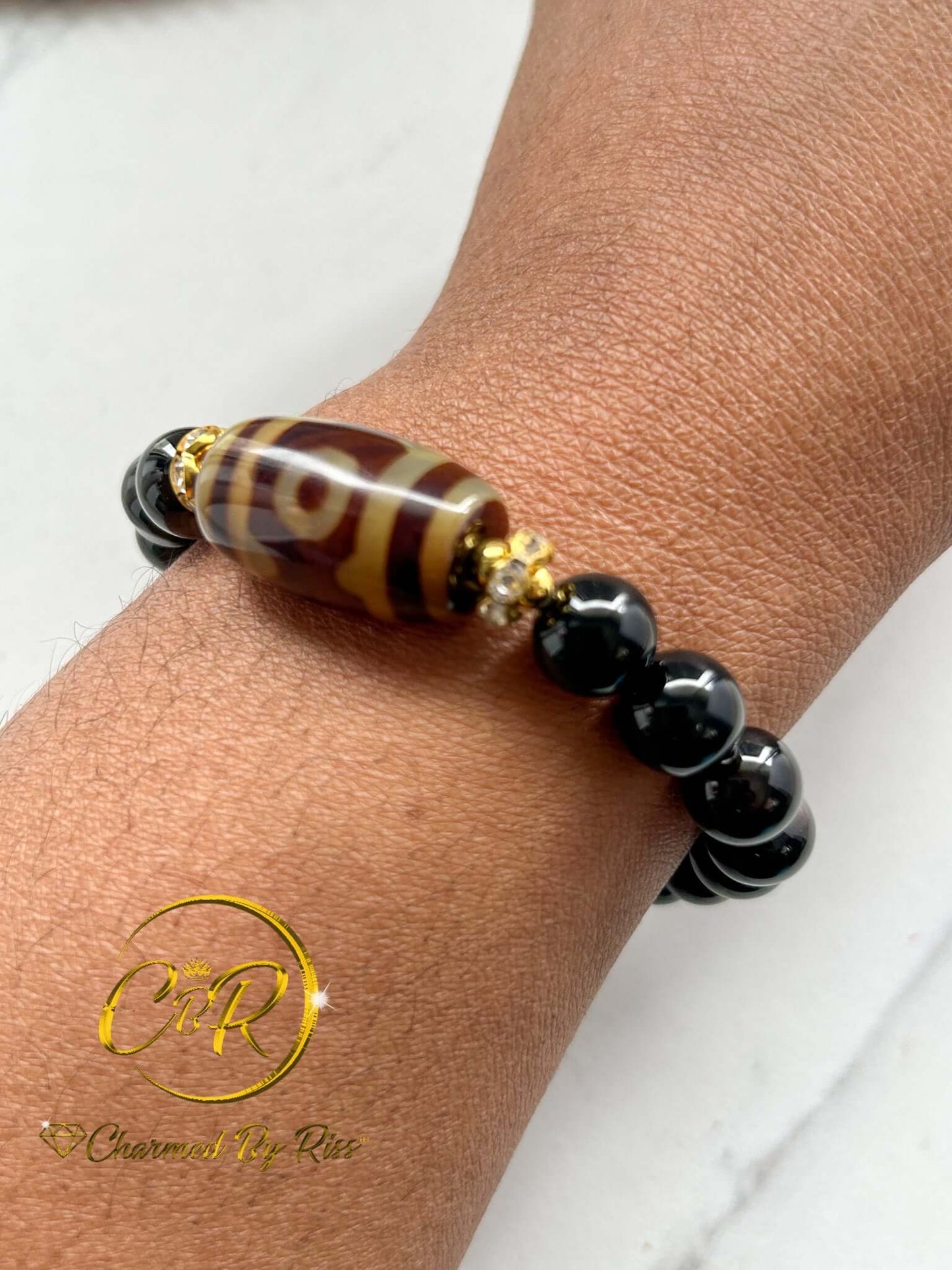 Inner-strength, Determination, and Willpower, 10mm Brown Agate Gemstone Stretch Bracelet, Unisex, Men or Women