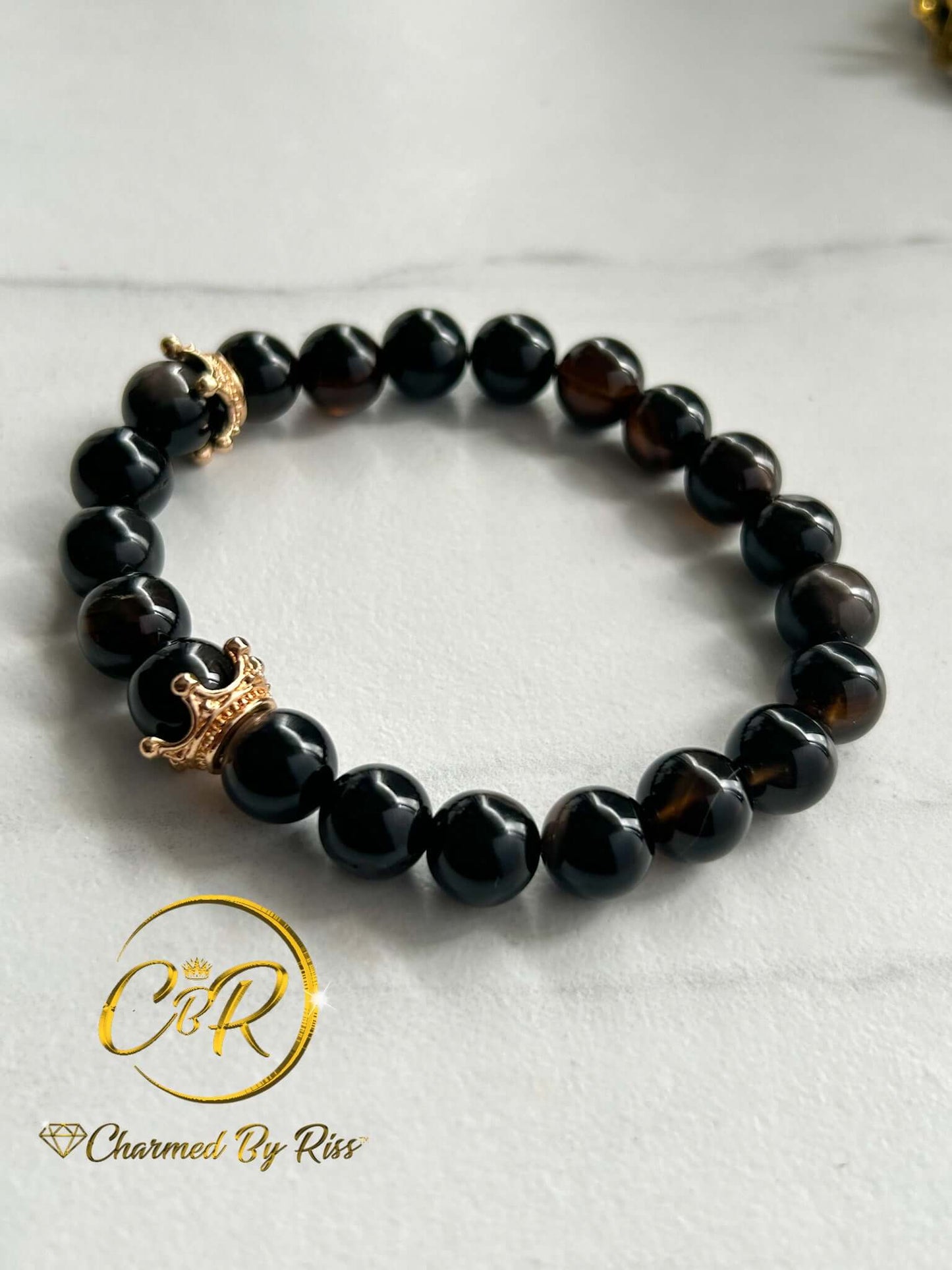 Inner-strength, Determination, and Willpower, 10mm Brown Agate Gemstone Stretch Bracelet, Unisex, Men or Women