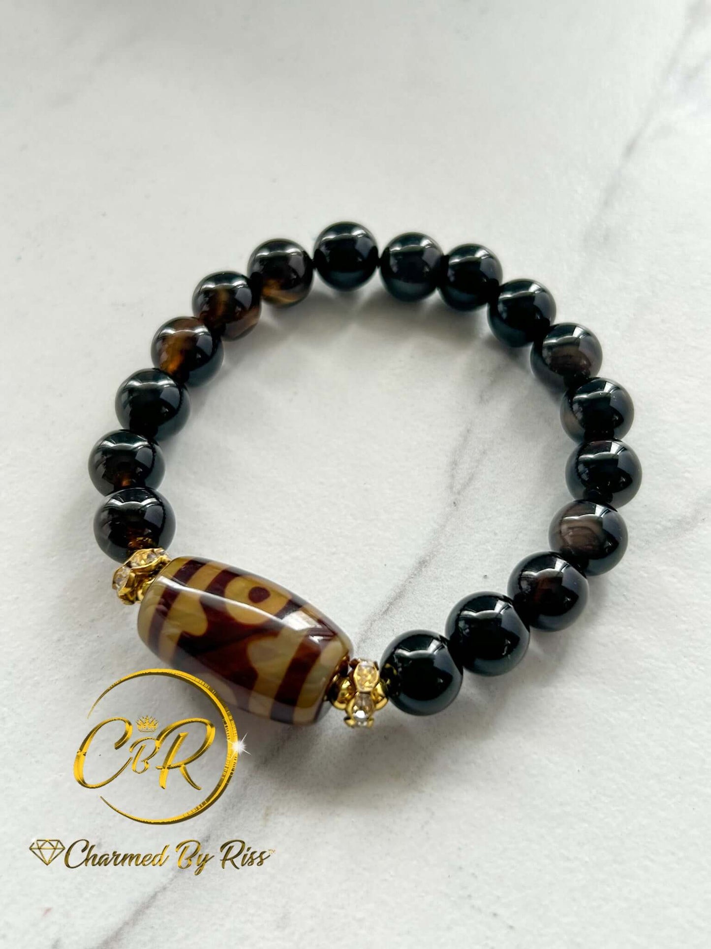 Inner-strength, Determination, and Willpower, 10mm Brown Agate Gemstone Stretch Bracelet, Unisex, Men or Women