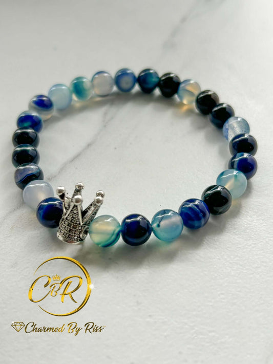 Calms and Balances  Emotions, 8mm Blue Aventurine Gemstone Stretch Bracelet, Unisex, Men or Women