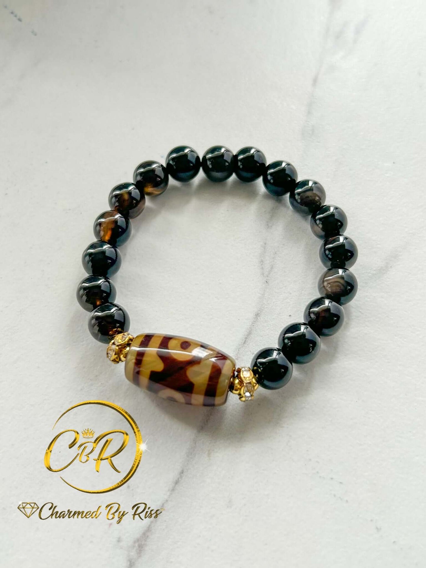 Inner-strength, Determination, and Willpower, 10mm Brown Agate Gemstone Stretch Bracelet, Unisex, Men or Women