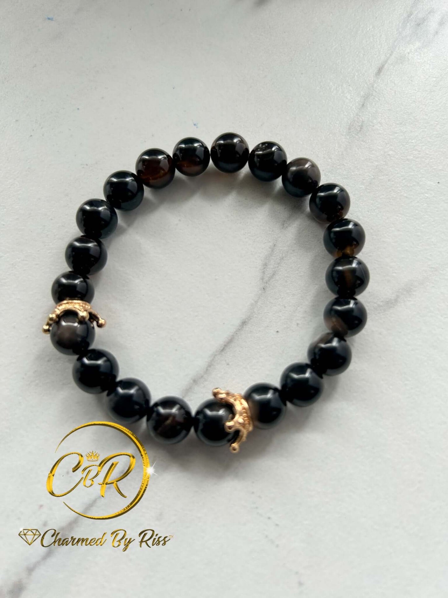 Inner-strength, Determination, and Willpower, 10mm Brown Agate Gemstone Stretch Bracelet, Unisex, Men or Women