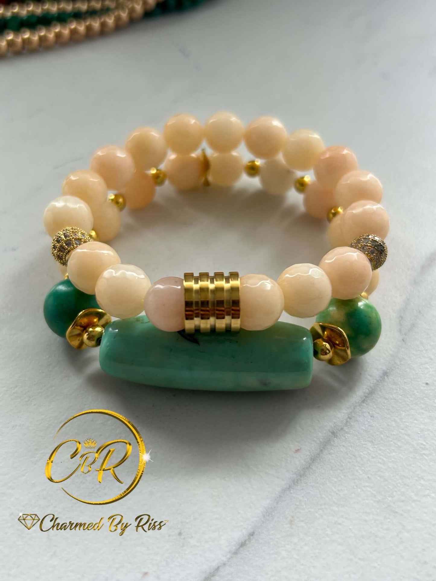 Restores Emotional Balance, 10mm Peach Moonstone Gemstone Stretch Bracelet, Unisex, Men or Women