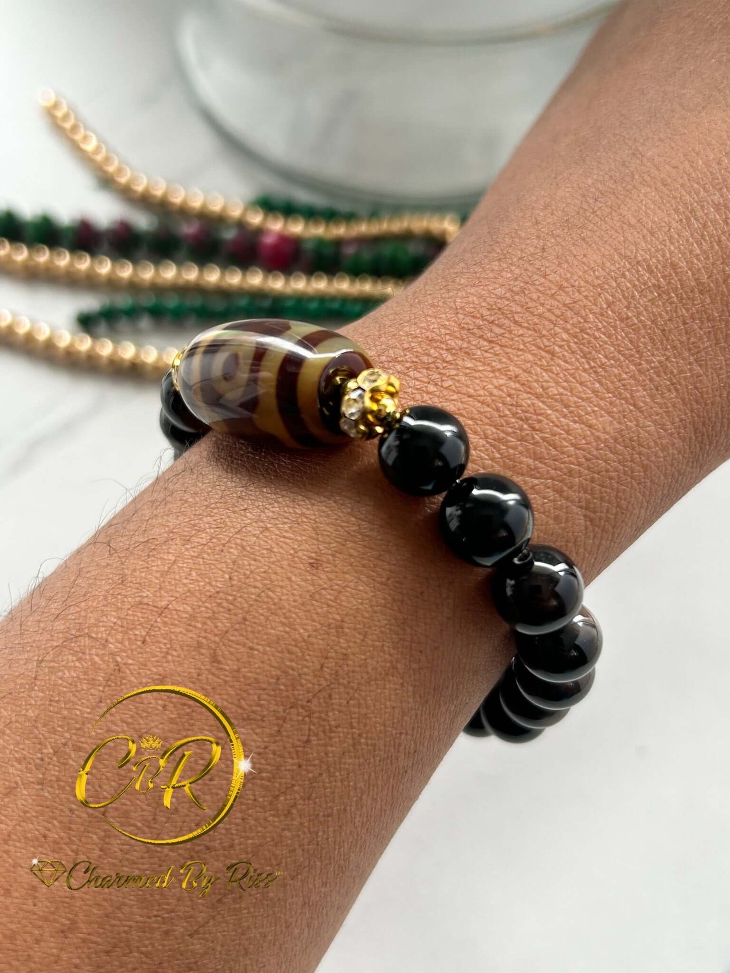 Inner-strength, Determination, and Willpower, 10mm Brown Agate Gemstone Stretch Bracelet, Unisex, Men or Women