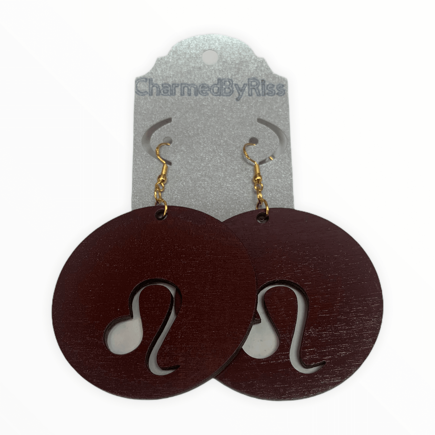 ZODIAC EARRINGS 5043 | HANDPAINTED-WOODSTAINED LIGHTWEIGHT EARRINGS Charmed By Riss Handmade Custom Jewelry & Gift Boutique