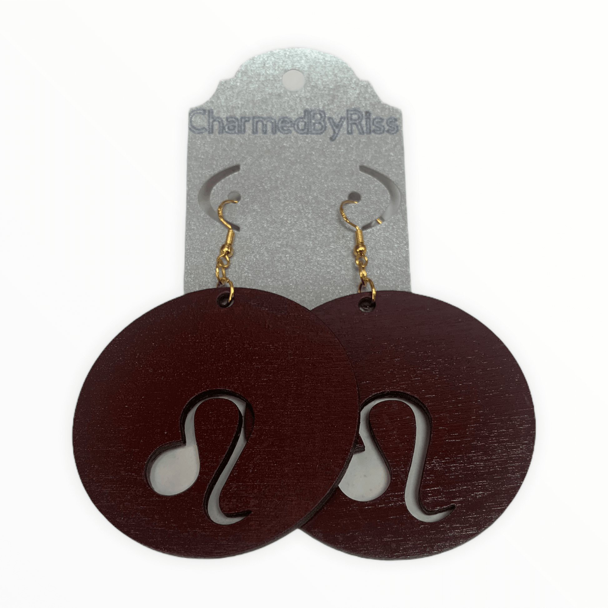 ZODIAC EARRINGS 5043 | HANDPAINTED-WOODSTAINED LIGHTWEIGHT EARRINGS Charmed By Riss Handmade Custom Jewelry & Gift Boutique