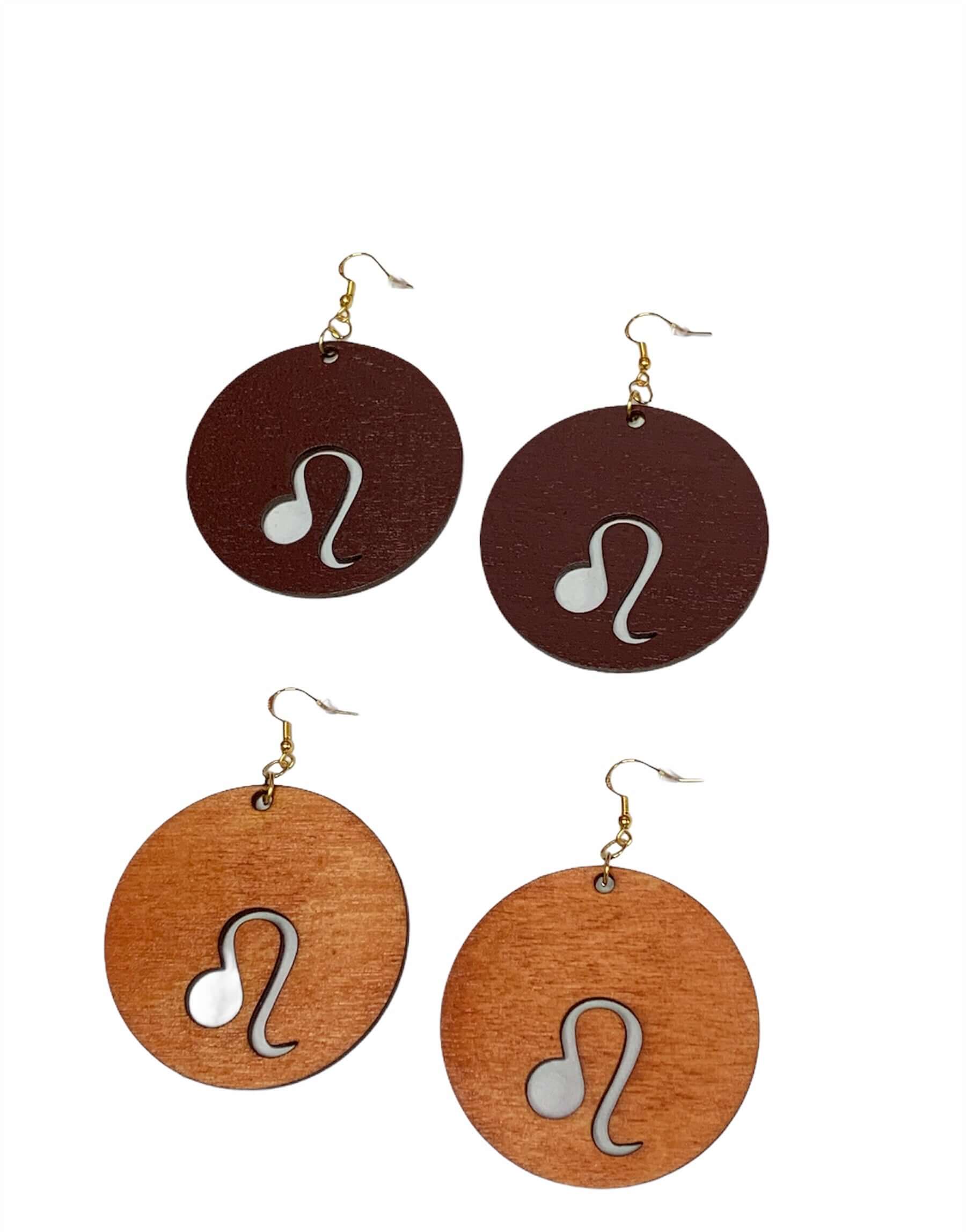 ZODIAC EARRINGS 5043 | HANDPAINTED-WOODSTAINED LIGHTWEIGHT EARRINGS Charmed By Riss Handmade Custom Jewelry & Gift Boutique