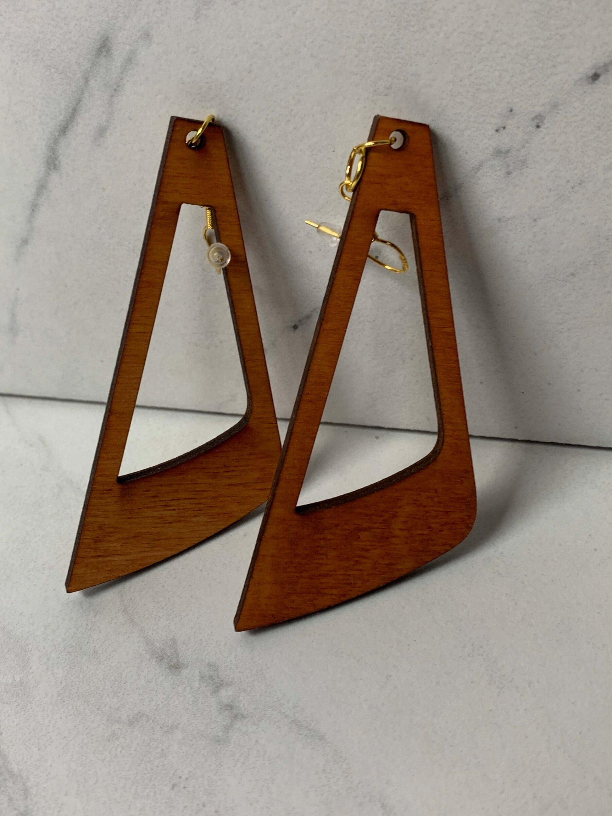 Side Swing Lightweight Laser Cut Wood Earrings Item #5023 Charmed By Riss Handmade Custom Jewelry & Gift Boutique