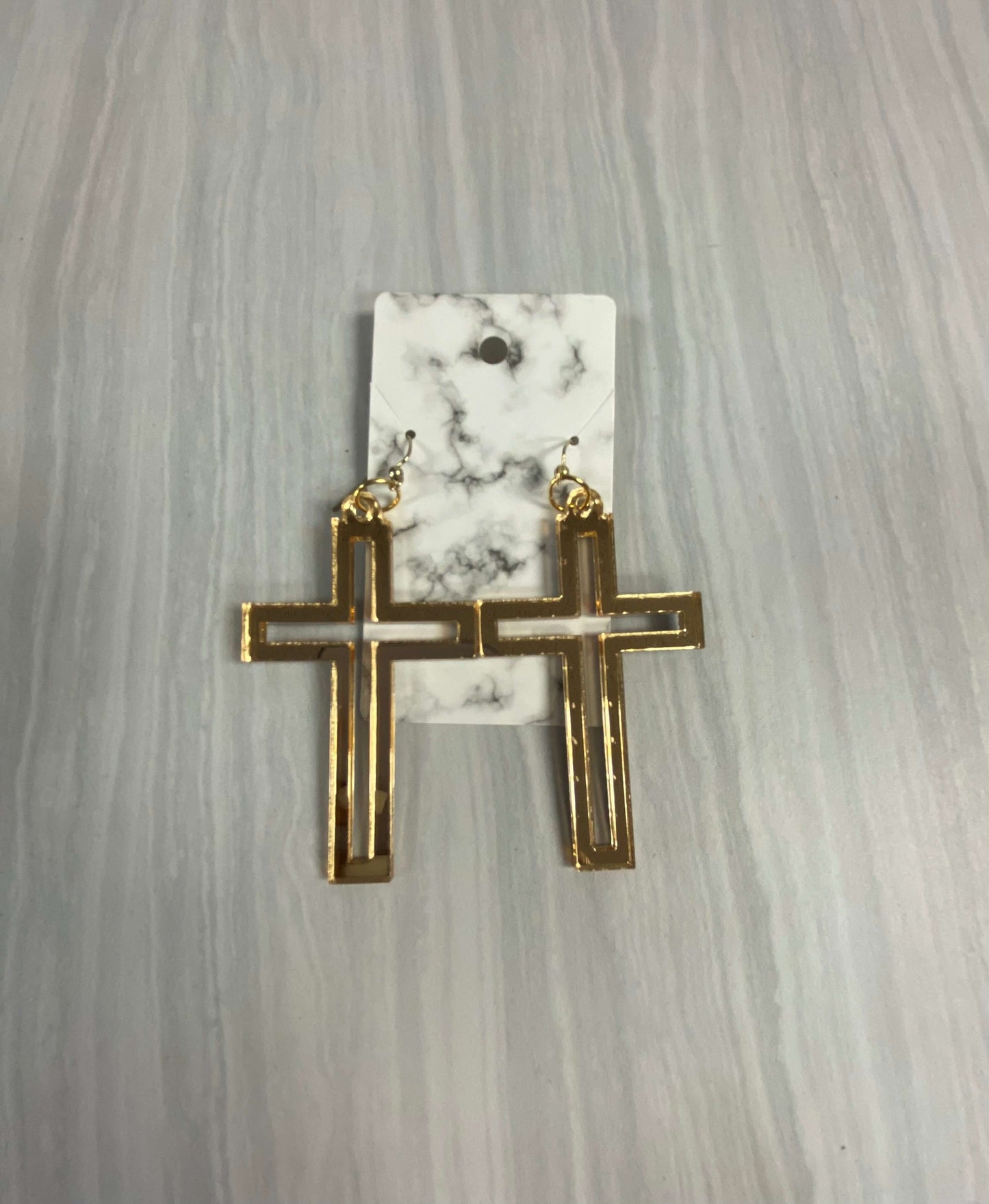 Outlined Cross Mirrored Acrylic, Lightweight Laser Cut Earrings Charmed By Riss Handmade Custom Jewelry & Gift Boutique