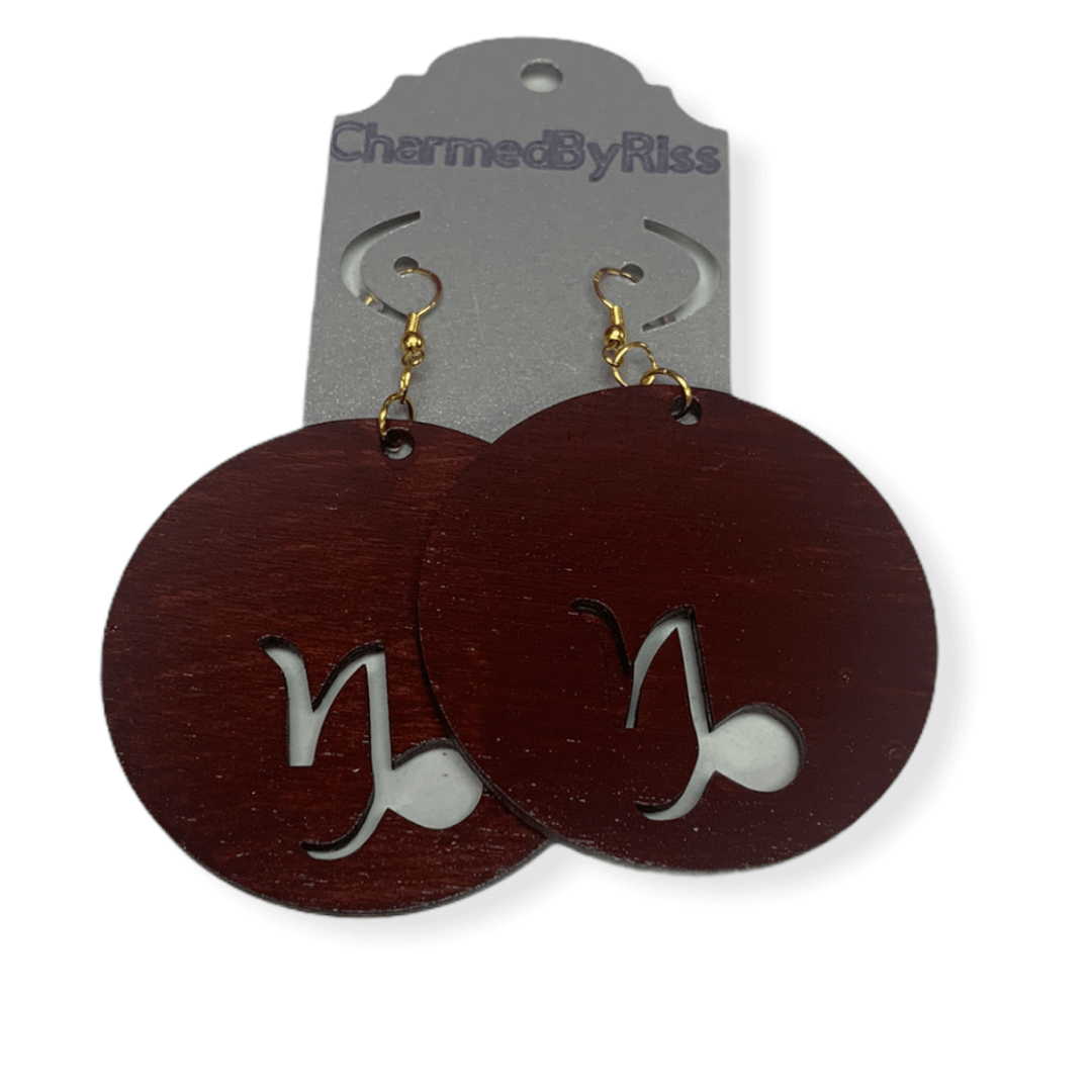 ZODIAC EARRINGS 5043 | HANDPAINTED-WOODSTAINED LIGHTWEIGHT EARRINGS Charmed By Riss Handmade Custom Jewelry & Gift Boutique