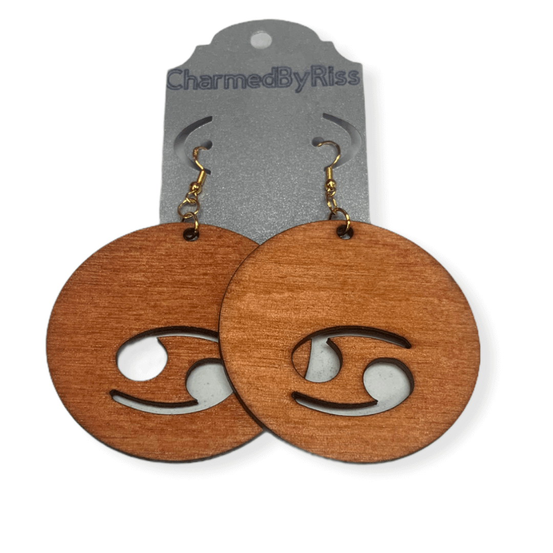 ZODIAC EARRINGS 5043 | HANDPAINTED-WOODSTAINED LIGHTWEIGHT EARRINGS Charmed By Riss Handmade Custom Jewelry & Gift Boutique