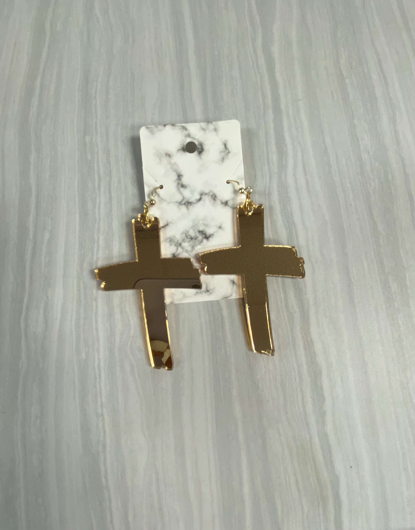 Jagged Cross Mirrored Acrylic, Lightweight Laser Cut Earrings Charmed By Riss Handmade Custom Jewelry & Gift Boutique