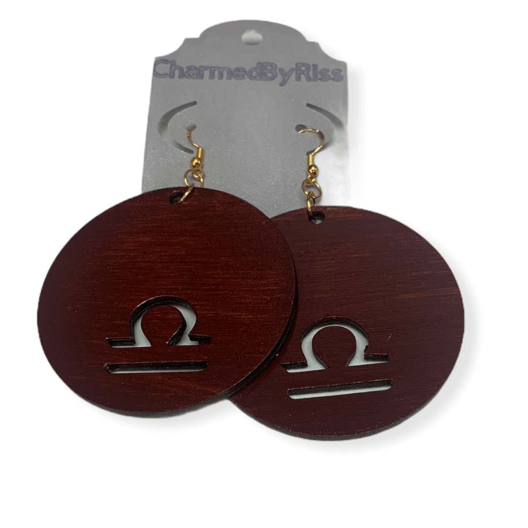 ZODIAC EARRINGS 5043 | HANDPAINTED-WOODSTAINED LIGHTWEIGHT EARRINGS Charmed By Riss Handmade Custom Jewelry & Gift Boutique