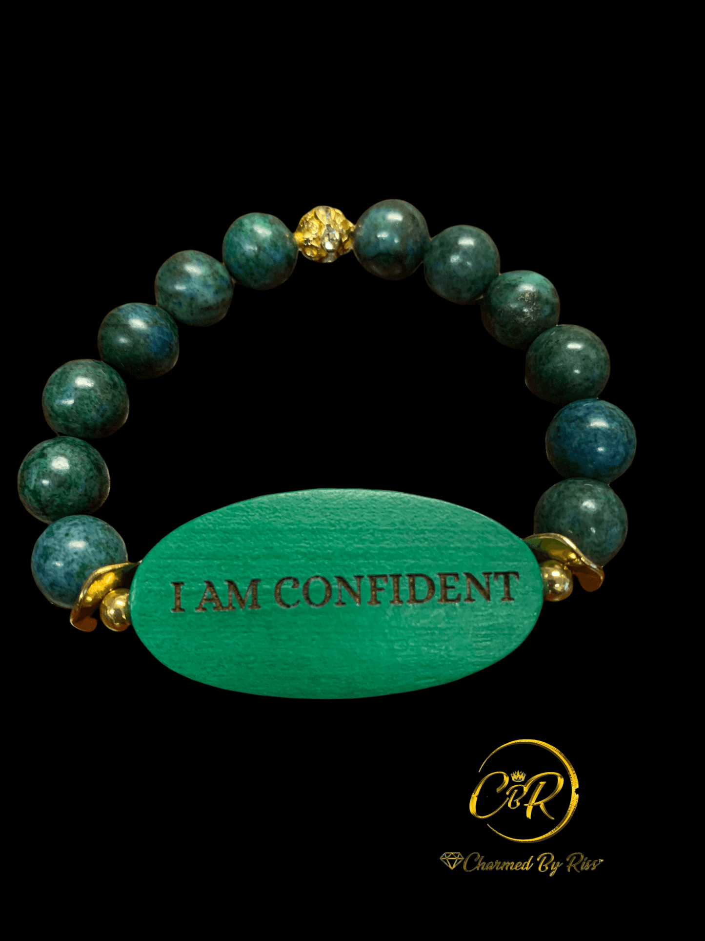 10 MM CHRYSOCOLLA  | I AM CONFIDENT AFFIRMATIONS | GEMSTONE STRETCH BRACELET Charmed By Riss