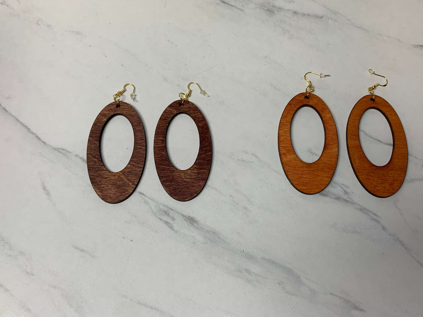 Large Oval, Lightweight Laser Cut Wood Earrings Item# 5024 Charmed By Riss Handmade Custom Jewelry & Gift Boutique