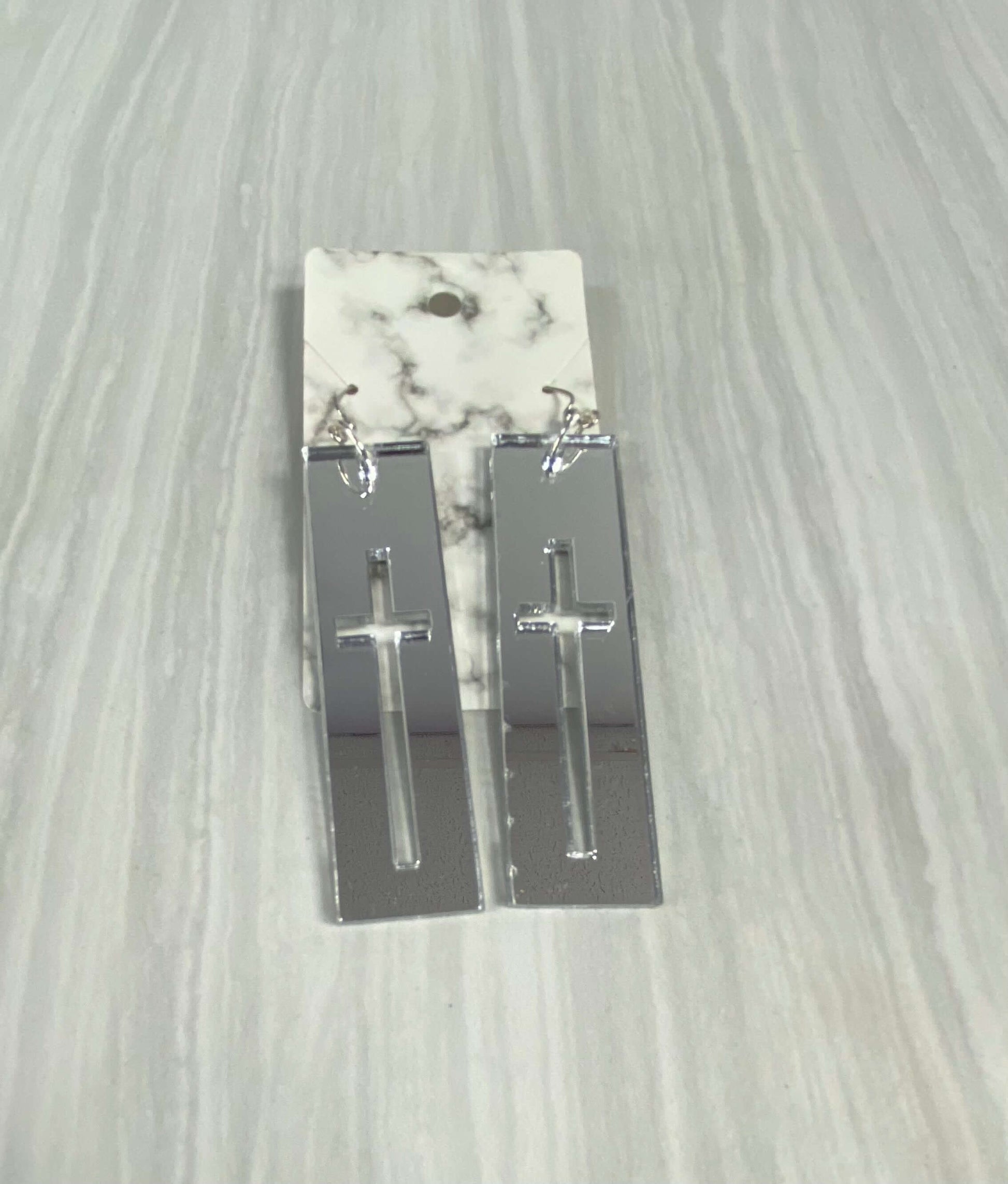 Block Cross Mirrored Acrylic, Lightweight Laser Cut Earrings Charmed By Riss Handmade Custom Jewelry & Gift Boutique