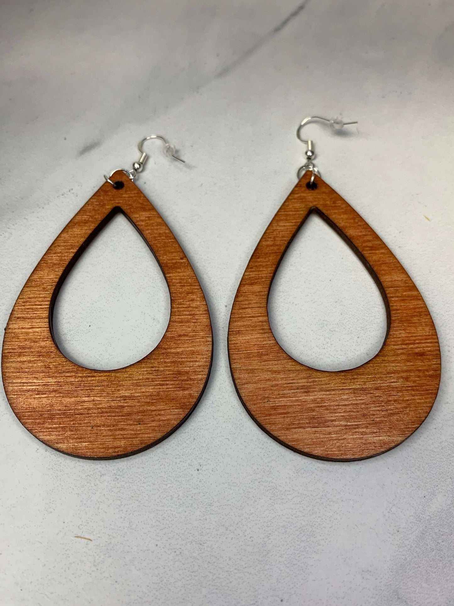 LG TEARDROP| WOOD STAINED LASER CUT | LIGHTWEIGHT EARRINGS | 5022 Charmed By Riss Handmade Custom Jewelry & Gift Boutique