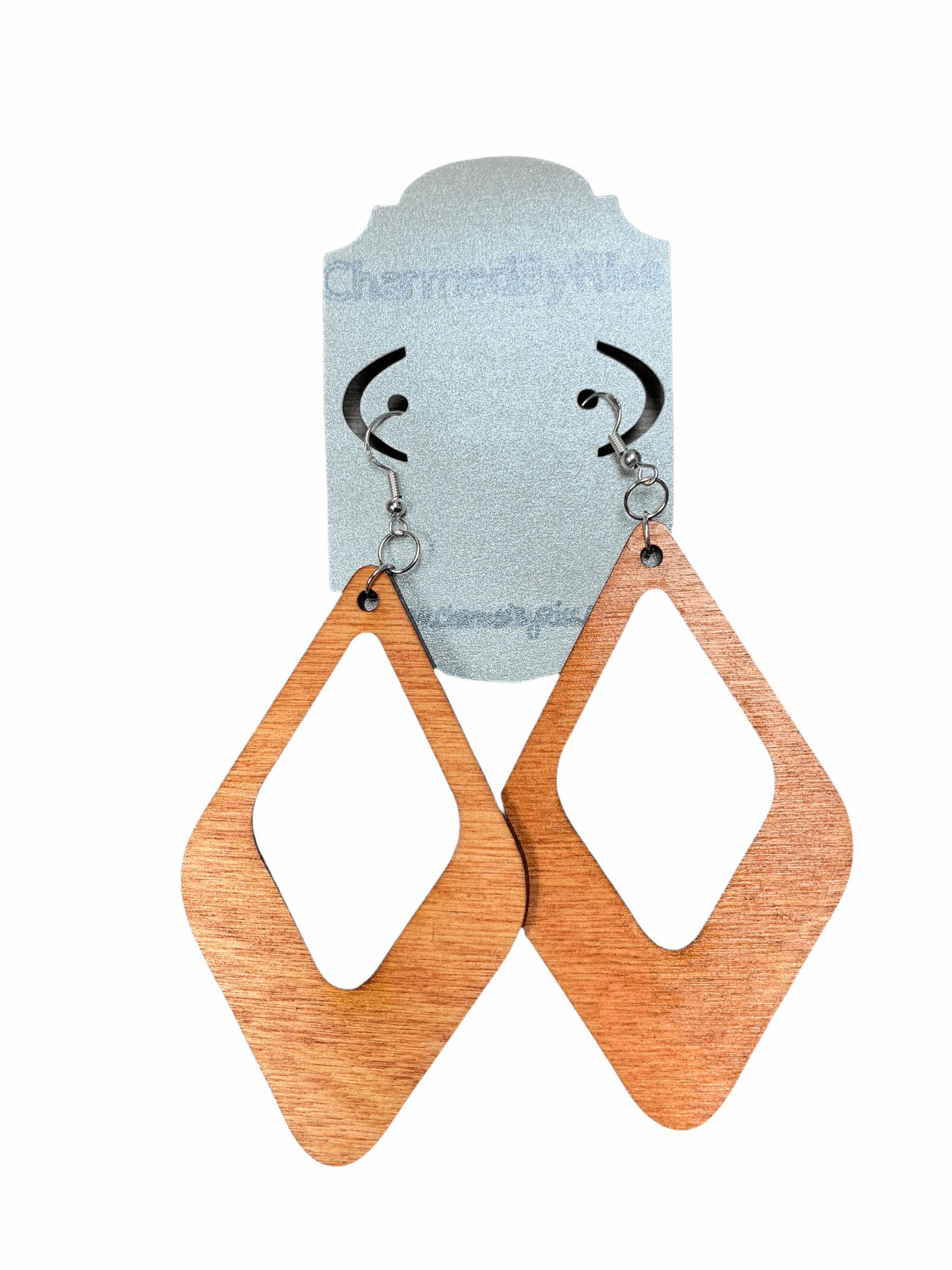 Double Double Diamond, Lightweight Laser Cut Wood Earrings Item # 5019 Charmed By Riss Handmade Custom Jewelry & Gift Boutique