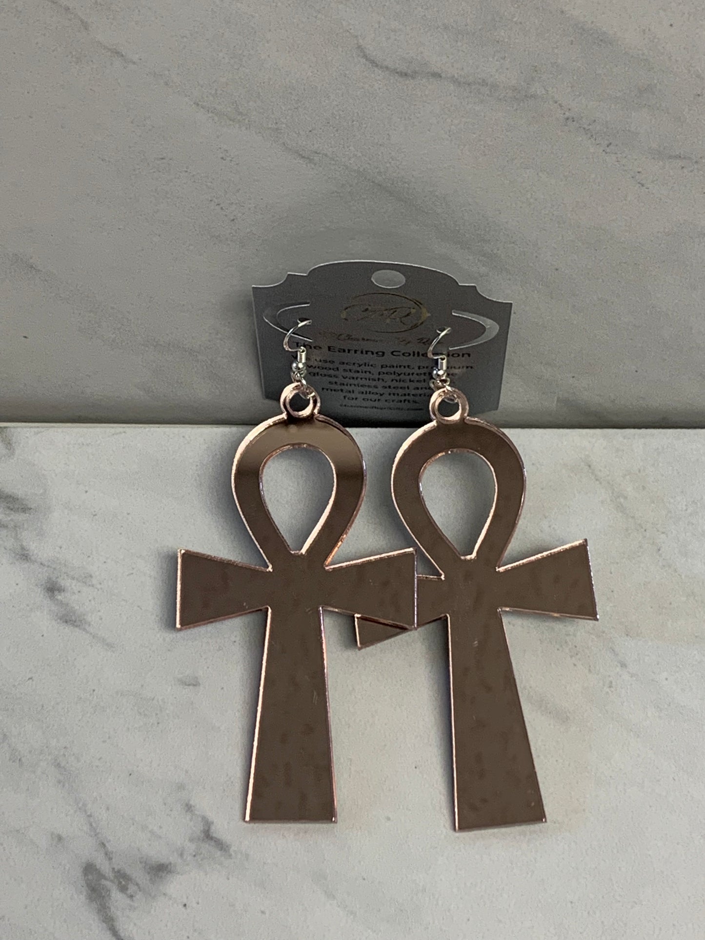 Ankh Life, Lightweight Laser Cut Regular & Mirrored Acrylic Earrings Charmed By Riss Handmade Custom Jewelry & Gift Boutique