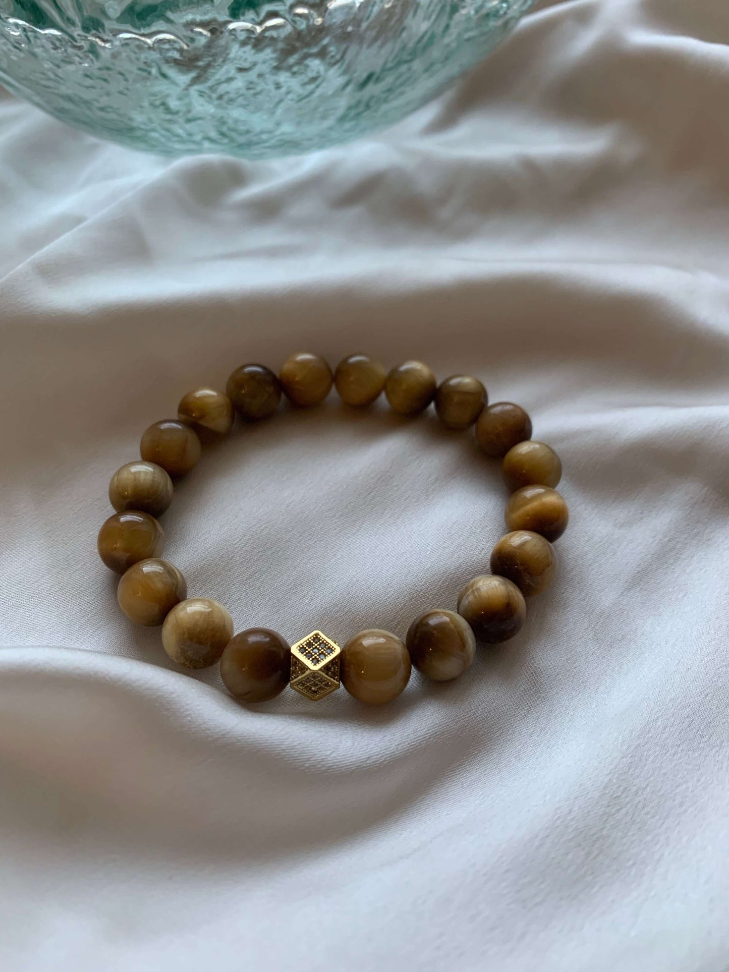 Gold Tiger Eye 10 mm beads, Gemstone Stretch Bracelet with Healing Properties, 2 Piece Set, Men Size 7 3/4 Charmed By Riss