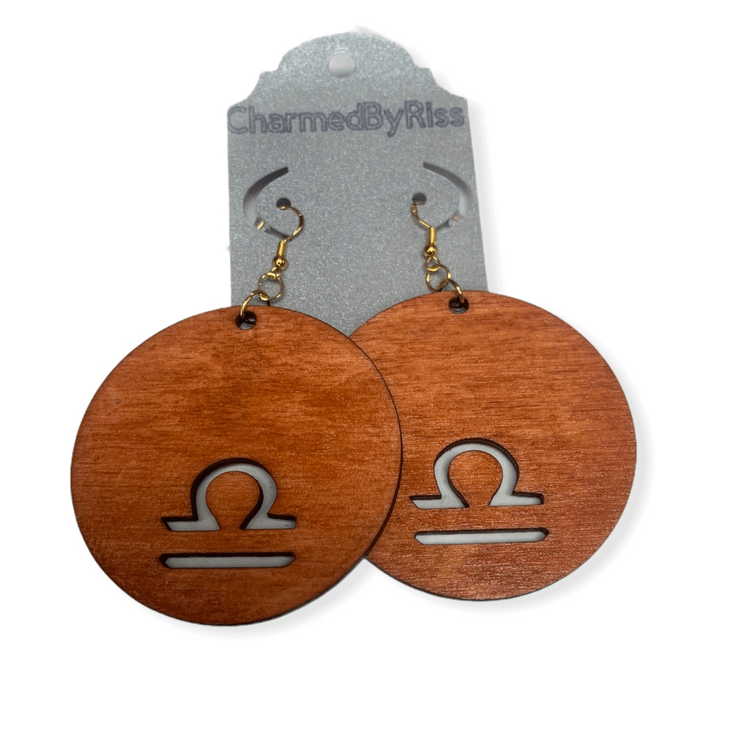 ZODIAC EARRINGS 5043 | HANDPAINTED-WOODSTAINED LIGHTWEIGHT EARRINGS Charmed By Riss Handmade Custom Jewelry & Gift Boutique