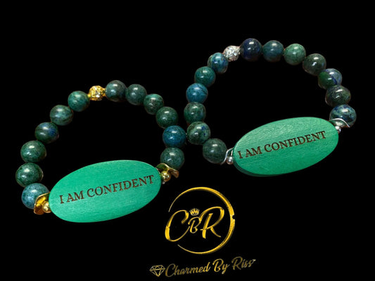 10 MM CHRYSOCOLLA  | I AM CONFIDENT AFFIRMATIONS | GEMSTONE STRETCH BRACELET Charmed By Riss