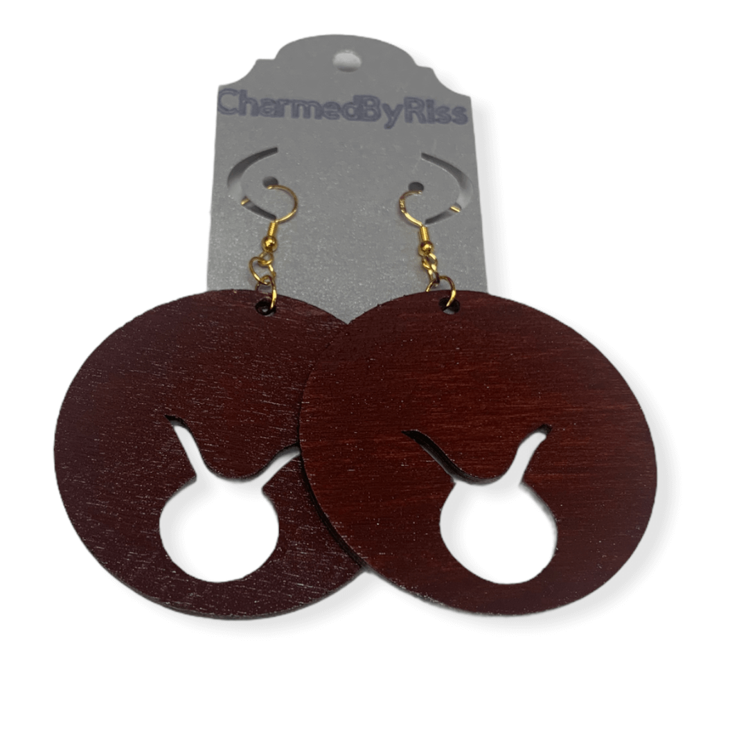 ZODIAC EARRINGS 5043 | HANDPAINTED-WOODSTAINED LIGHTWEIGHT EARRINGS Charmed By Riss Handmade Custom Jewelry & Gift Boutique