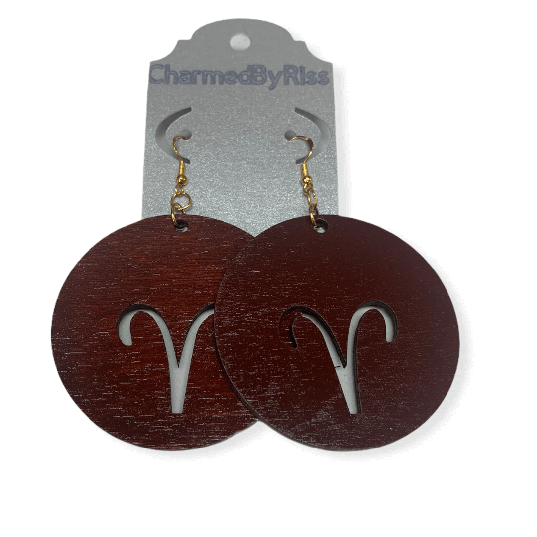 ZODIAC EARRINGS 5043 | HANDPAINTED-WOODSTAINED LIGHTWEIGHT EARRINGS Charmed By Riss Handmade Custom Jewelry & Gift Boutique