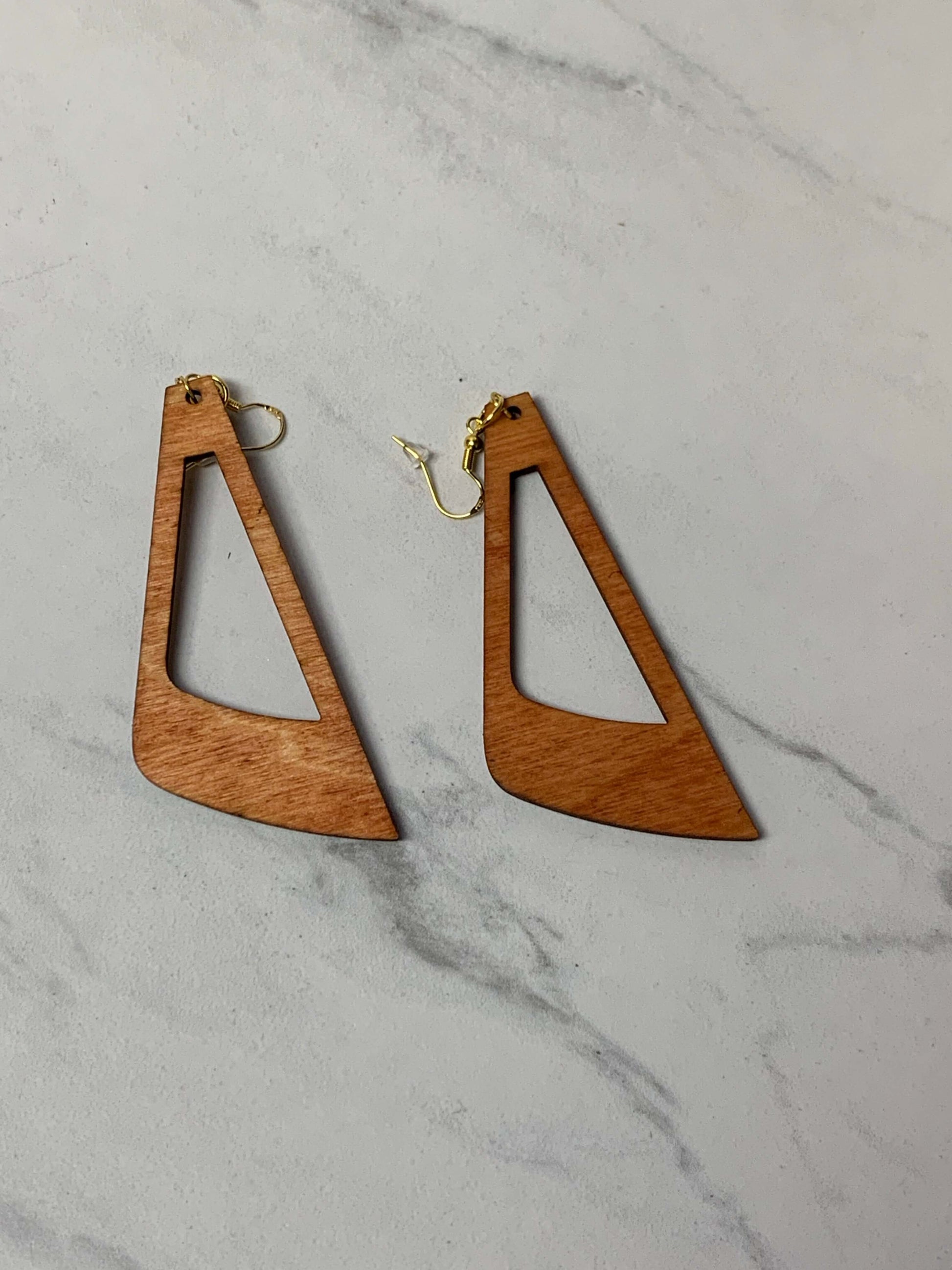 Side Swing Lightweight Laser Cut Wood Earrings Item #5023 Charmed By Riss Handmade Custom Jewelry & Gift Boutique