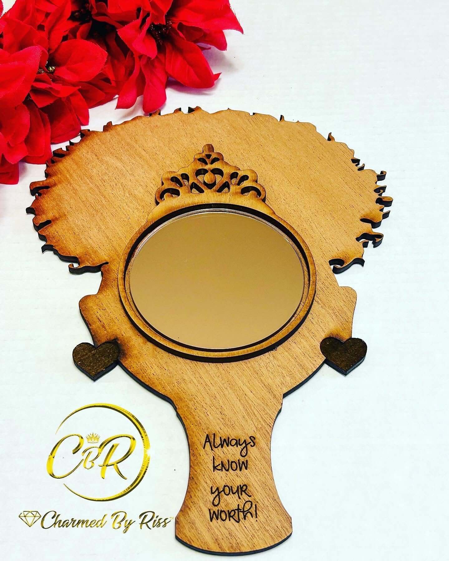 Engraved Positive Affirmation Mirror, I AM Empowerment Personalized Gifts for Women & Young Girls