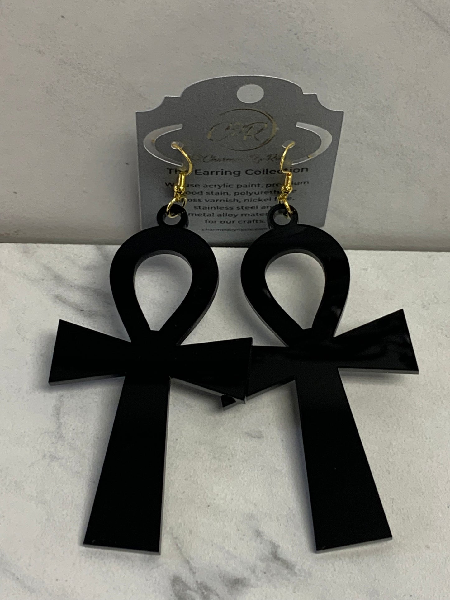 Ankh Life, Lightweight Laser Cut Regular & Mirrored Acrylic Earrings Charmed By Riss Handmade Custom Jewelry & Gift Boutique